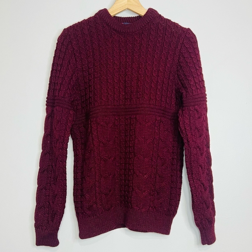 Fisherman Knit Merino Wool Double Knit Sweater Small